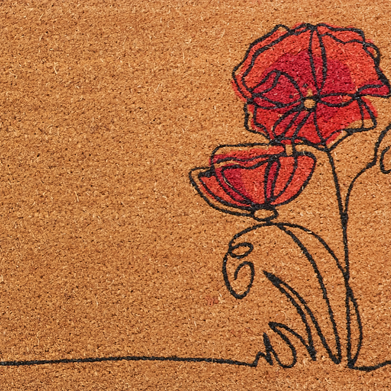 Red Flower Coir Doormat by Fab Habitat