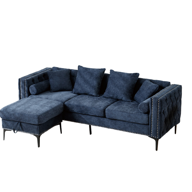 L Shaped Sectional Convertible Sofa with Storage Ottoman and Modern Tufted style by BLAKHOM
