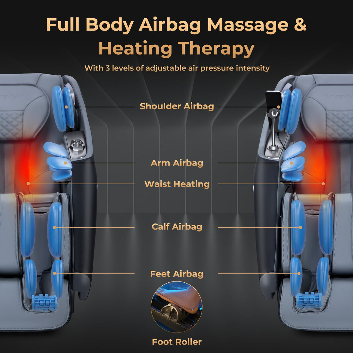 Relaxation 29-Full Body Massage Chair with Waist Heating & Airbag Massage, photo 10 of 19