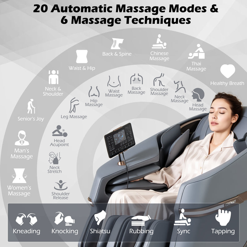Relaxation 48 - Full Body Zero Gravity Massage Chair SL Track Recliner with Touch Screen