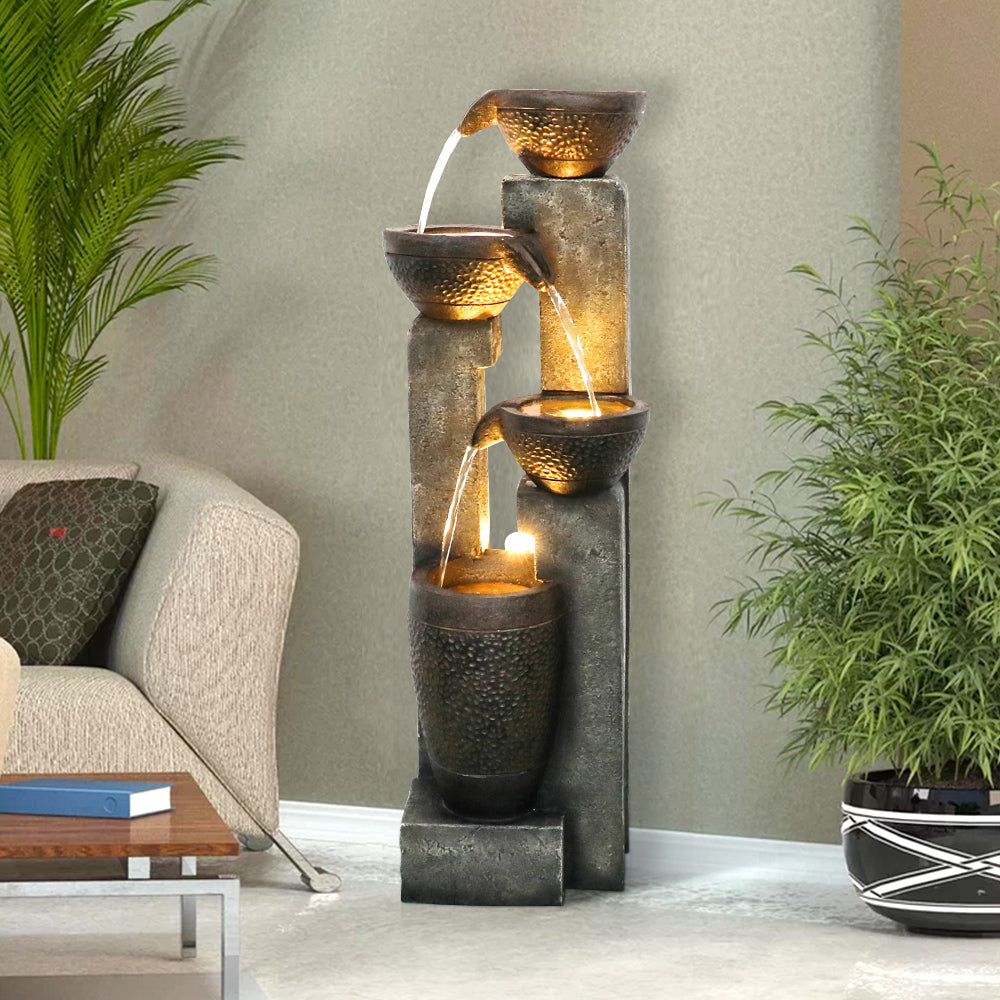 Resin Stacked Clay Pot Outdoor Water Fountain 40 Inch, photo 5 of 7
