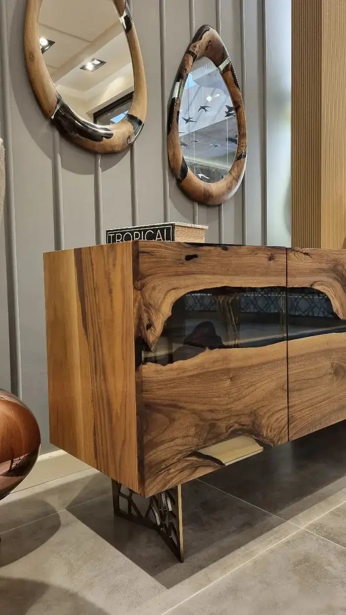 Wood and Resin Dining Room Buffet & Sideboard Table | Voronoi Collection by Gizz