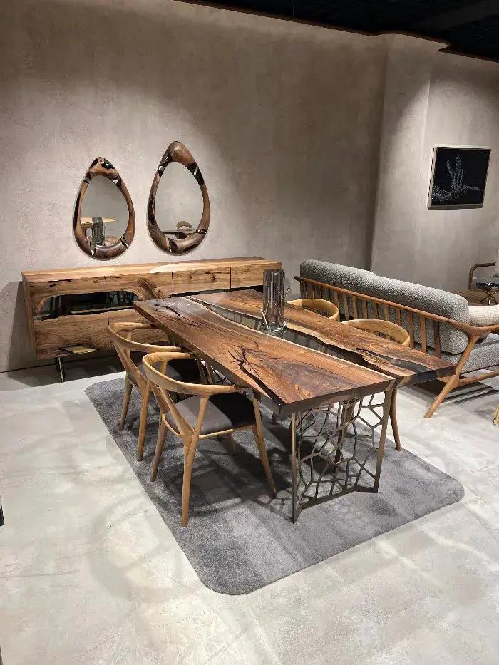Resin Walnut River Dining Room Table | Voronoi Table by Gizz
