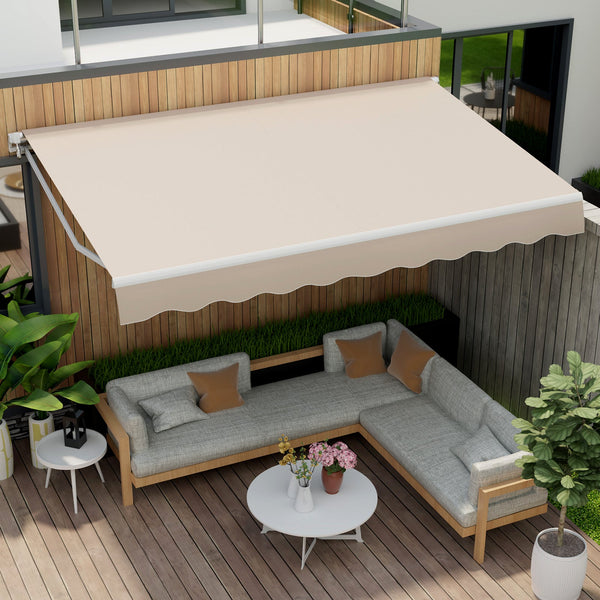 13 × 8 Feet Retractable Patio Awning Aluminum Deck Sunshade-Beige, photo 2 of 8