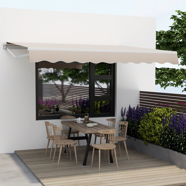 12 x 10 Feet Patio Retractable Awning Aluminum Sunshade Shelter-Beige, photo 2 of 8