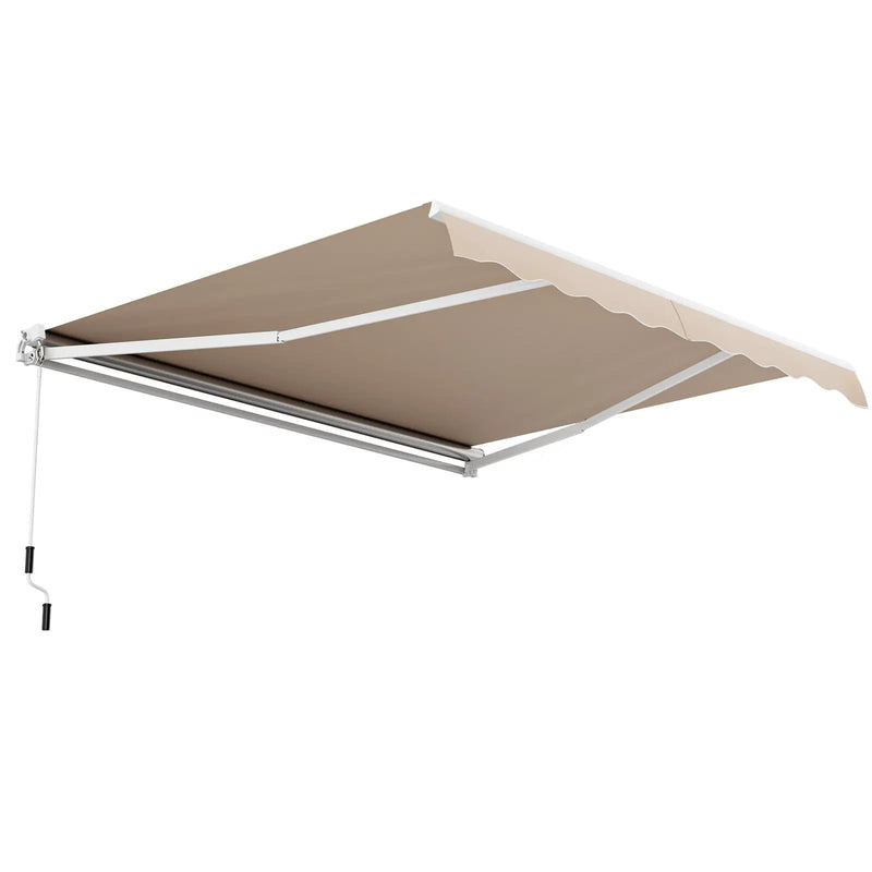 12 x 10 Feet Patio Retractable Awning Aluminum Sunshade Shelter-Beige by DirectDeals