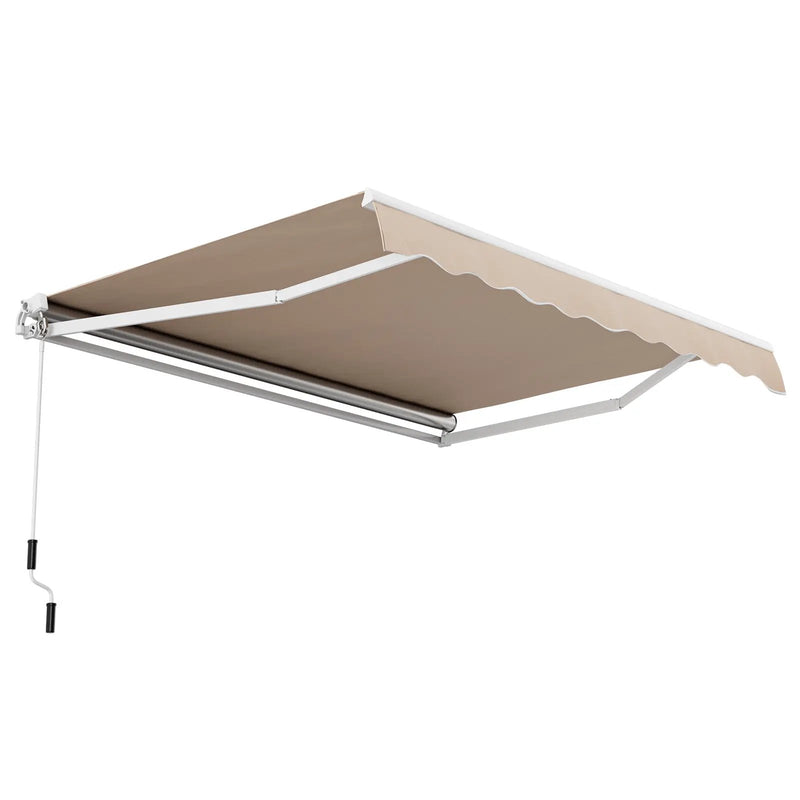 Outdoor Manual Retractable Awning Cover Shelter Patio Sun Shade-Beige by DirectDeals