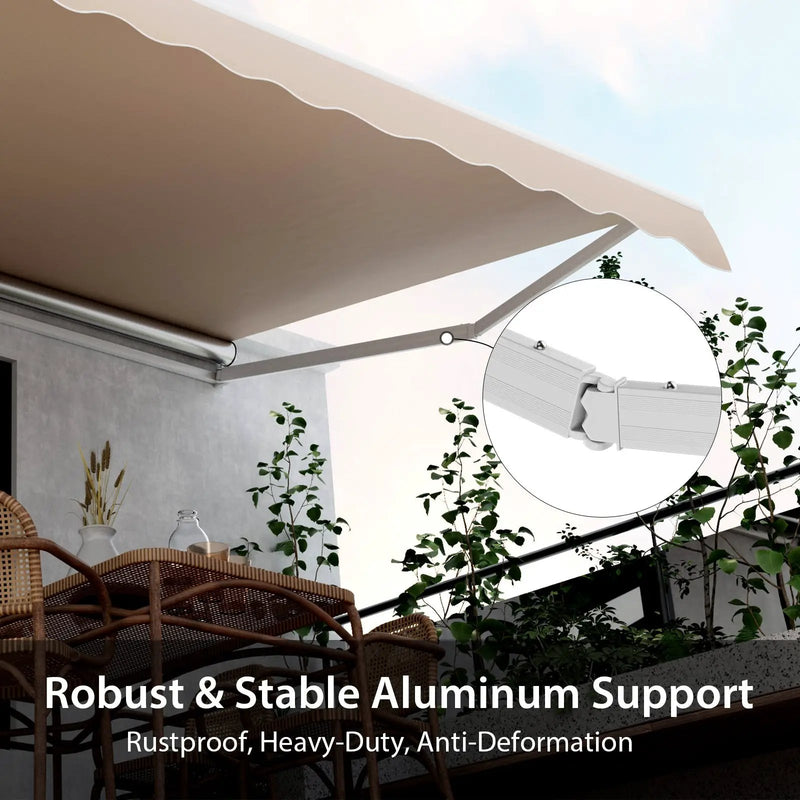 Outdoor Manual Retractable Awning Cover Shelter Patio Sun Shade-Beige by DirectDeals