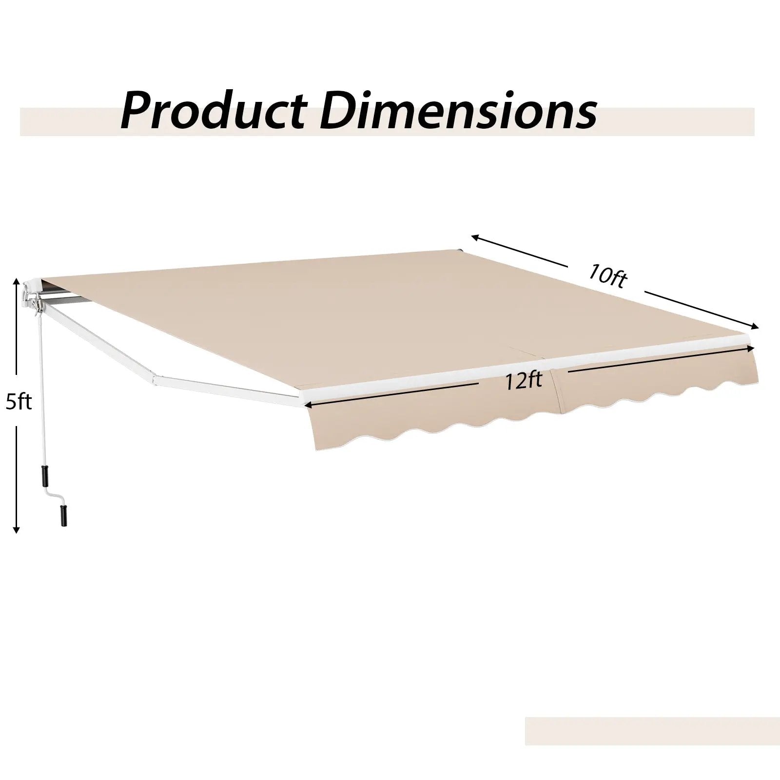 12 x 10 Feet Patio Retractable Awning Aluminum Sunshade Shelter-Beige by DirectDeals