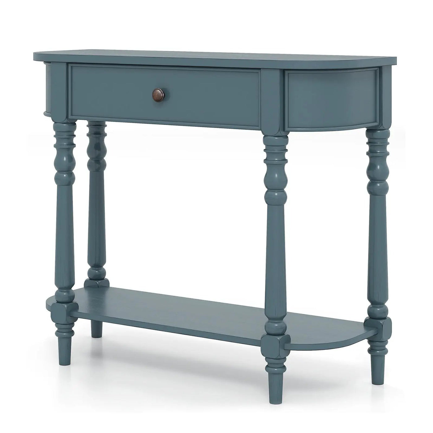 Retro Console Table 36"L Wooden 2-Tier Narrow Behind Couch Foyer Table by DirectDeals