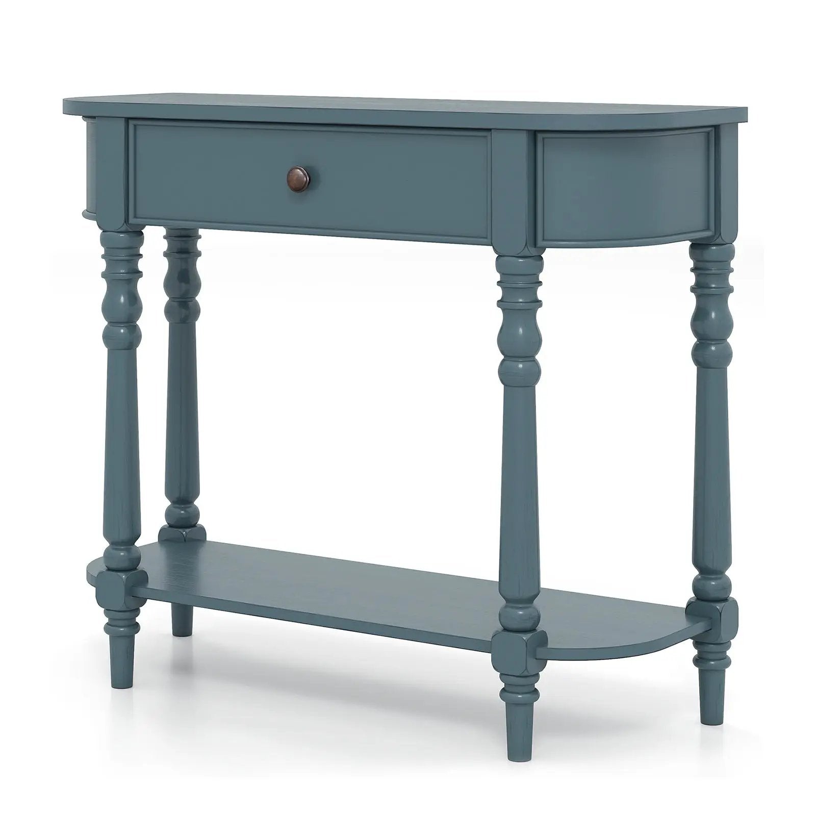 Retro Console Table 36"L Wooden 2-Tier Narrow Behind Couch Foyer Table by DirectDeals