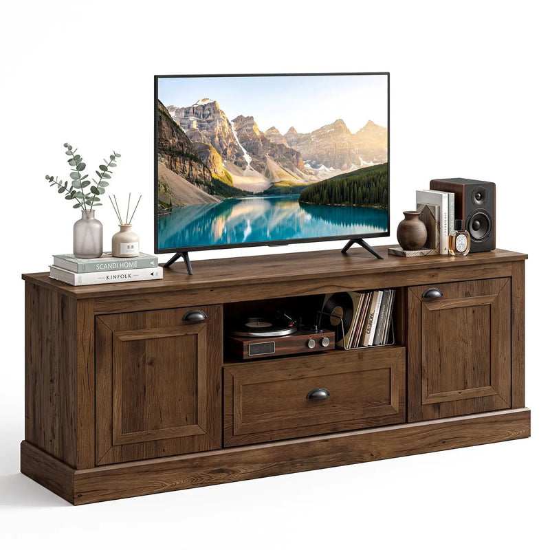 Farmhouse TV Stand for 70" TVs with Storage Cabinets by DirectDeals