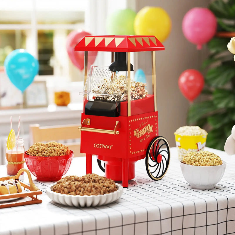 Retro Hot Air Popcorn Maker 1200W with Kernel Measuring Cup-Red by DirectDeals