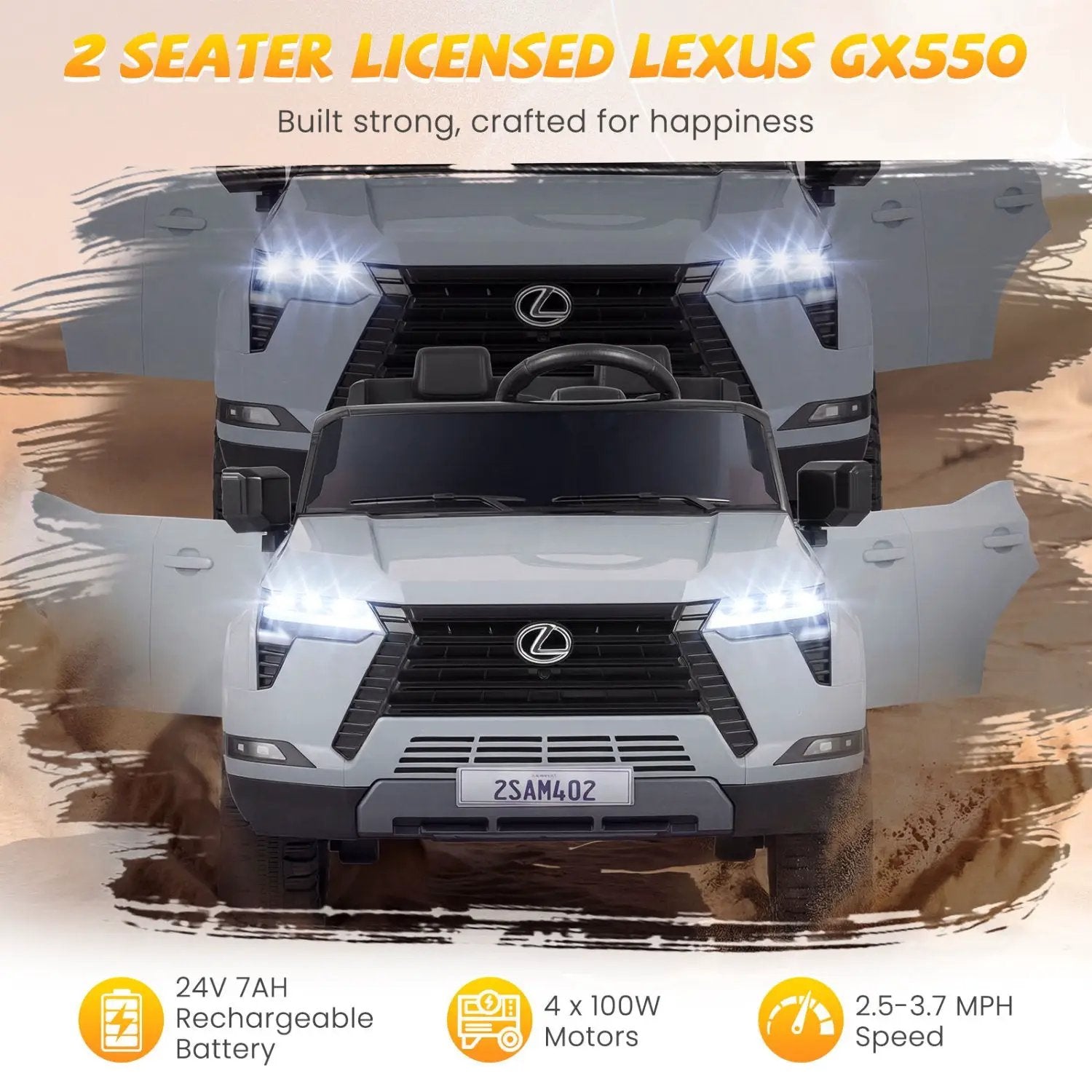 Ride on Car 24V 4WD Licensed LEXUS GX550 Electric Vehicle with Remote for Boys Girls Aged 3+ by DirectDeals