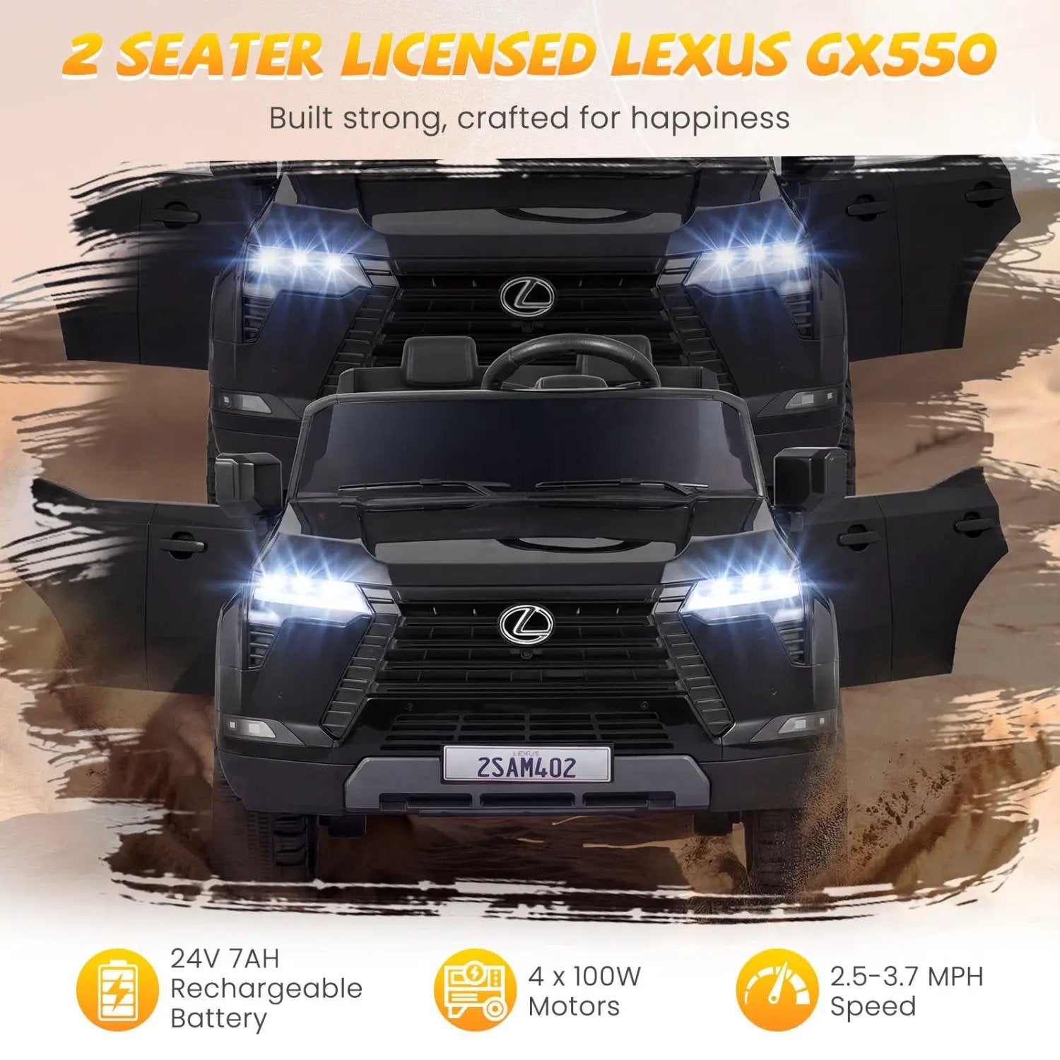 Ride on Car 24V 4WD Licensed LEXUS GX550 Electric Vehicle with Remote for Boys Girls Aged 3+ by DirectDeals