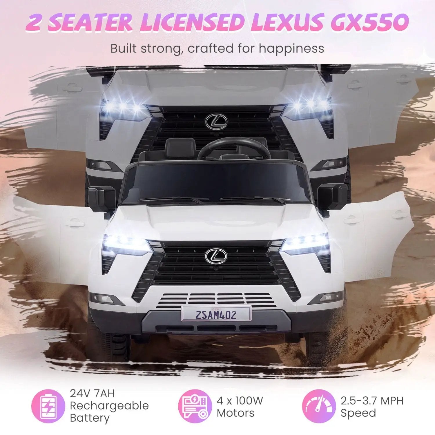 Ride on Car 24V 4WD Licensed LEXUS GX550 Electric Vehicle with Remote for Boys Girls Aged 3+ by DirectDeals