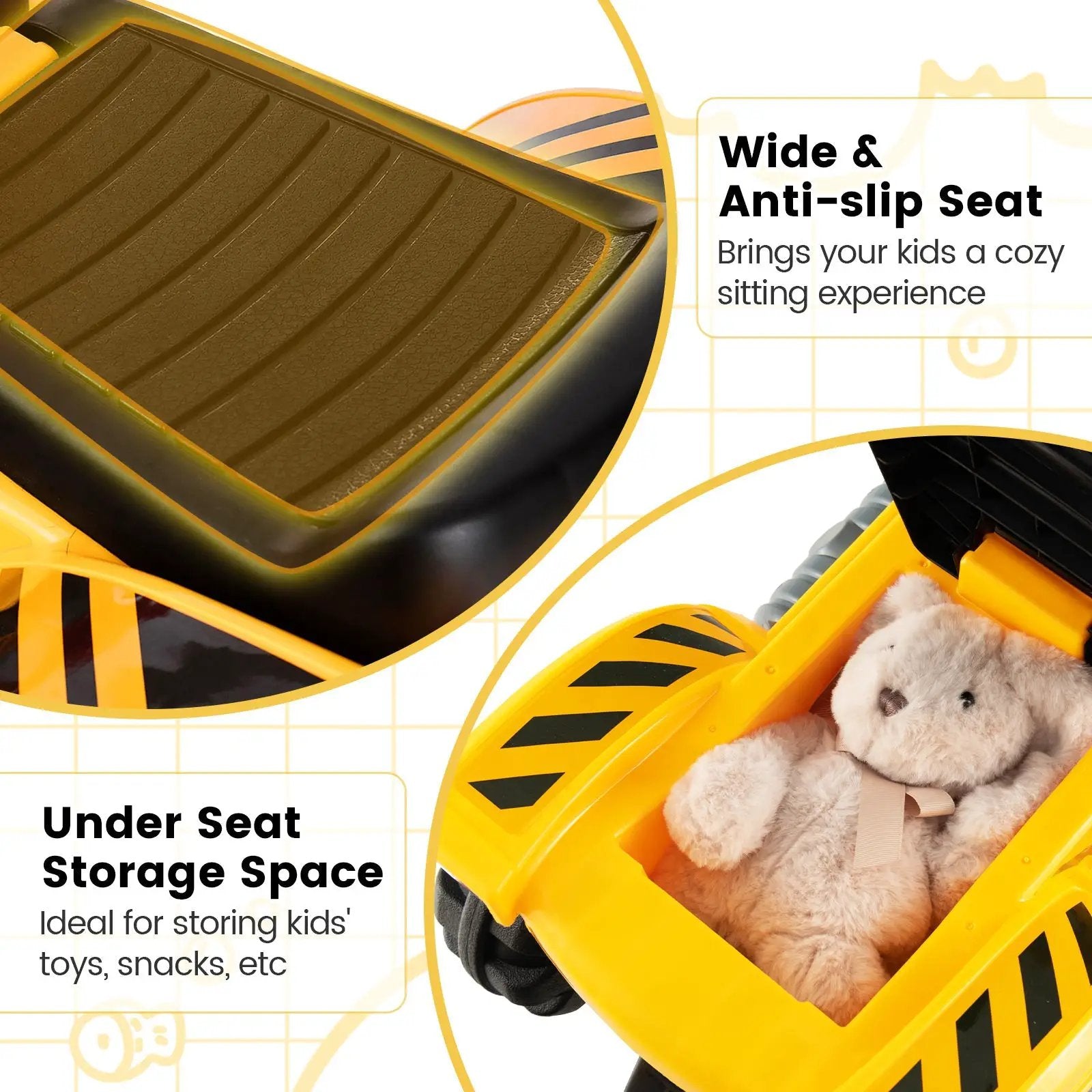 Ride on Push Car Bulldozer Digger Toy with Safety Helmet and Working Shovel by DirectDeals