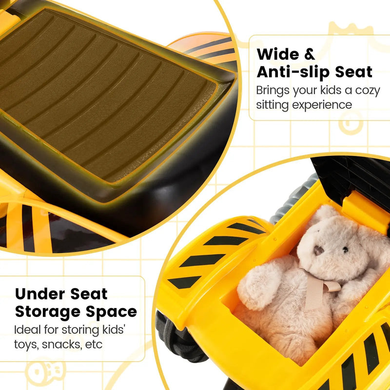 Ride on Push Car Bulldozer Digger Toy with Safety Helmet and Working Shovel by DirectDeals