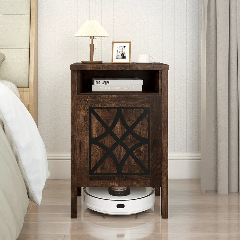 Robot Vacuum Storage Cabinet with Door and Open Shelf for Living Room Bedroom by DirectDeals