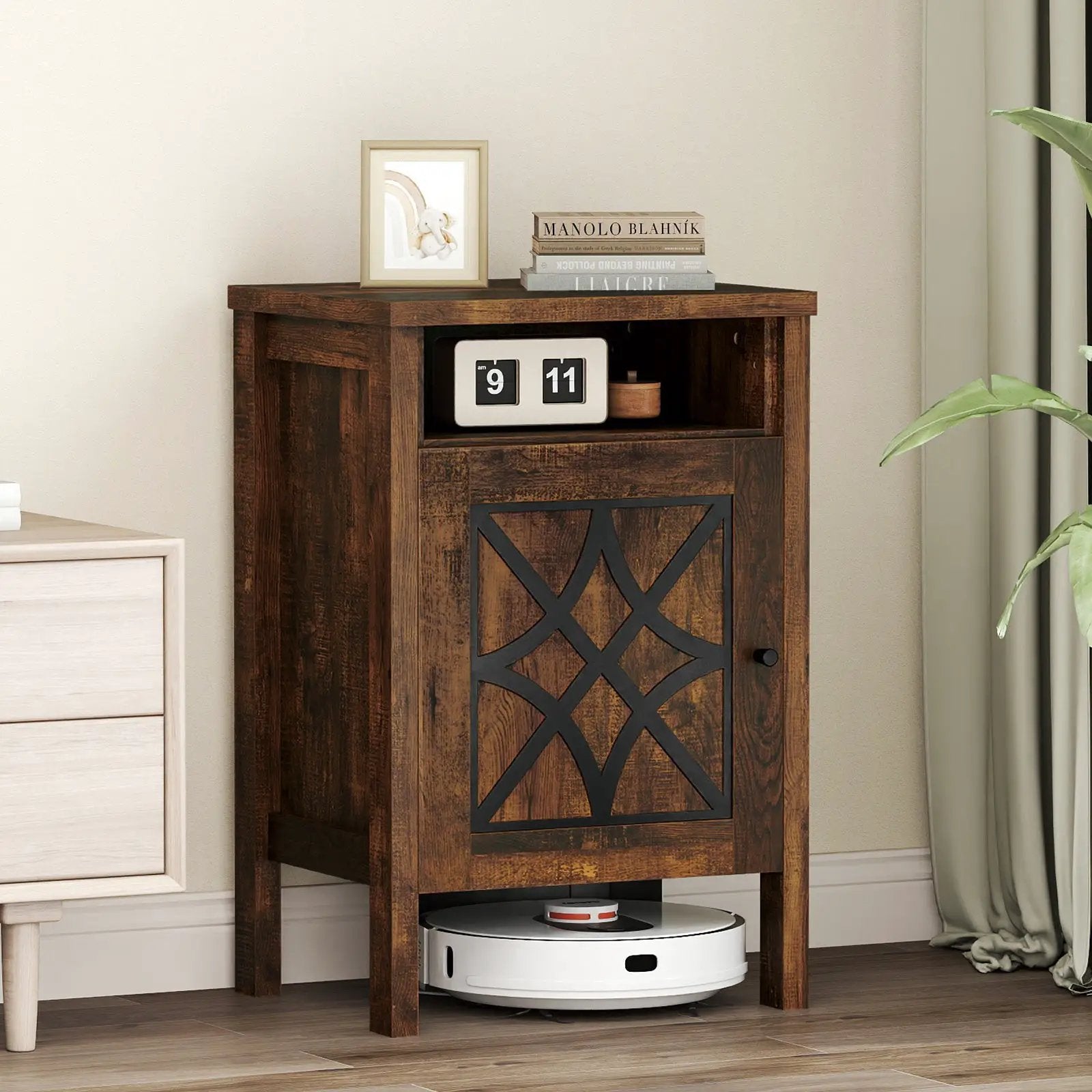 Robot Vacuum Storage Cabinet with Door and Open Shelf for Living Room Bedroom by DirectDeals