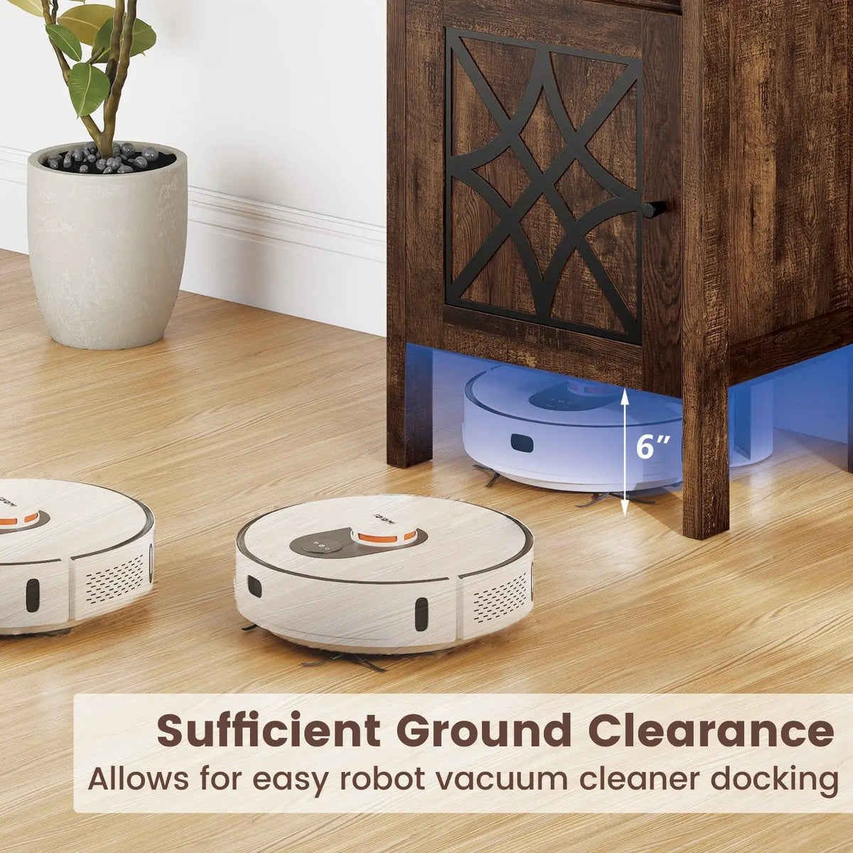 Robot Vacuum Storage Cabinet with Door and Open Shelf for Living Room Bedroom by DirectDeals