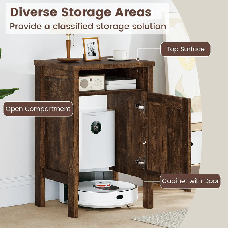 Robot Vacuum Storage Cabinet with Door and Open Shelf for Living Room Bedroom by DirectDeals