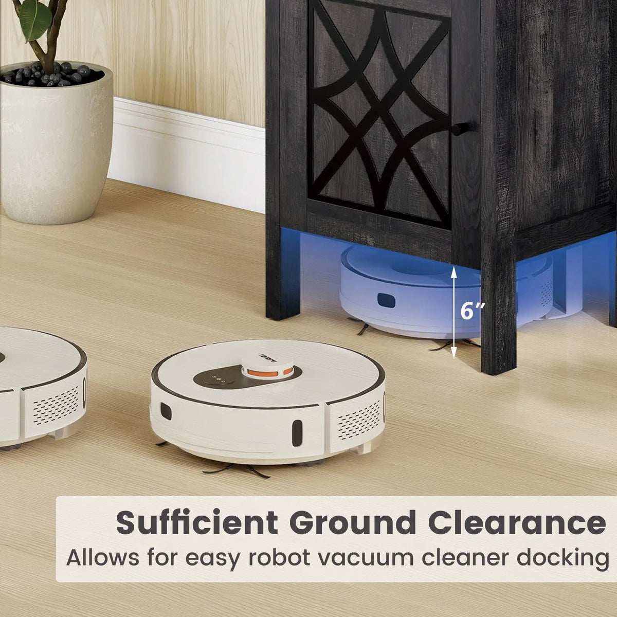 Robot Vacuum Storage Cabinet with Door and Open Shelf for Living Room Bedroom by DirectDeals