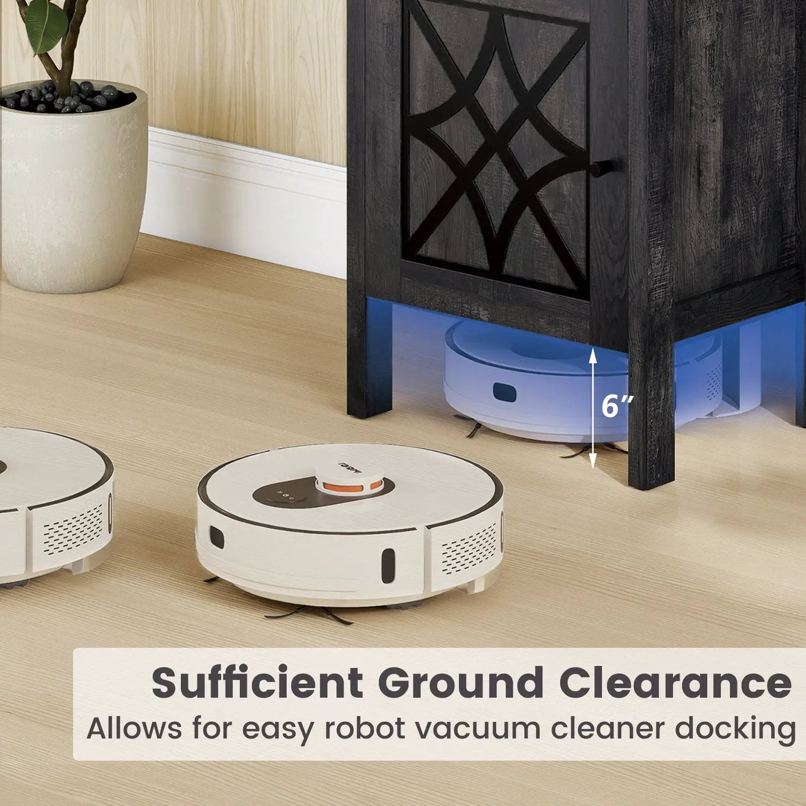 Robot Vacuum Storage Cabinet with Door and Open Shelf for Living Room Bedroom by DirectDeals