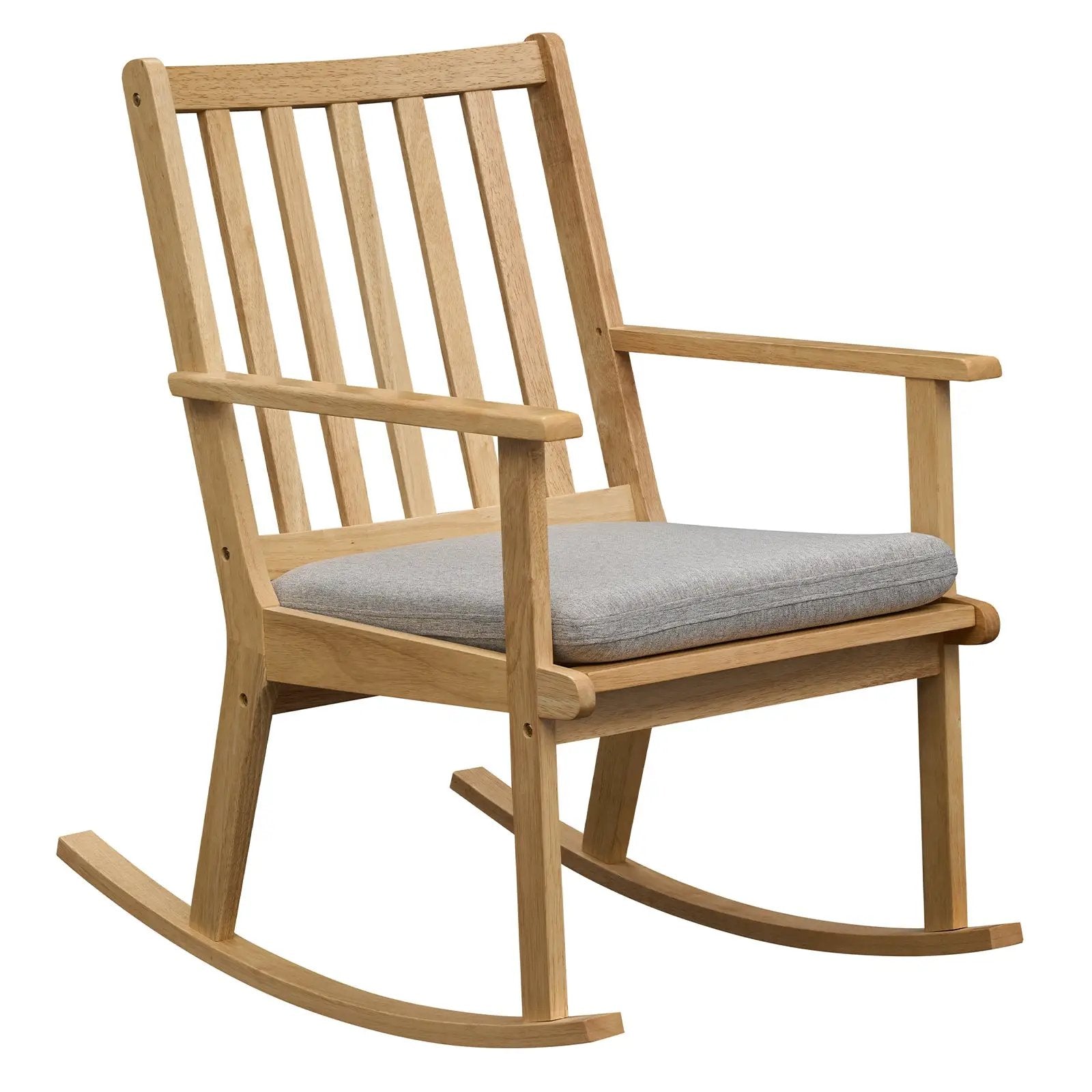 Rocking Chair with Cushion Solid Rubber Wood Rocker with Padded Seat-Natural by DirectDeals