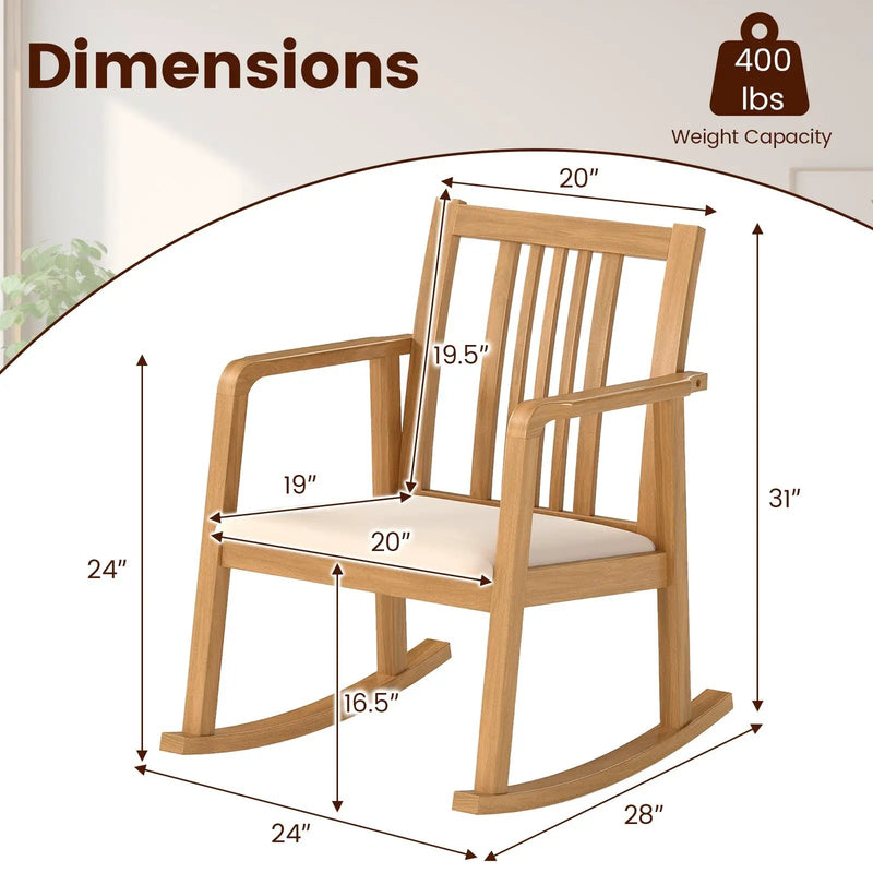 Rocking Chair with Slatted Back and Curved Armrests by DirectDeals