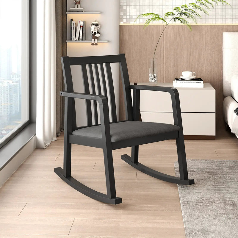 Rocking Chair with Slatted Back and Curved Armrests by DirectDeals