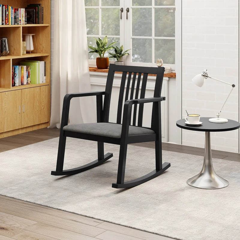 Rocking Chair with Slatted Back and Curved Armrests by DirectDeals