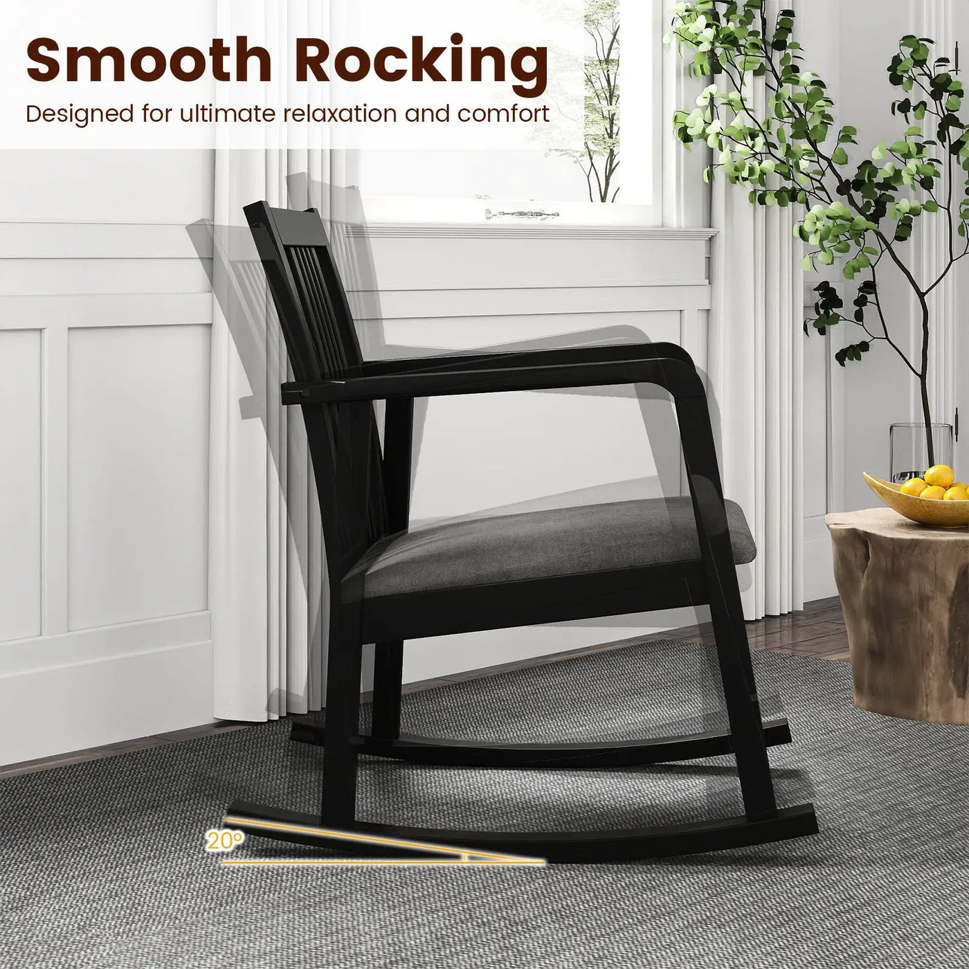 Rocking Chair with Slatted Back and Curved Armrests by DirectDeals