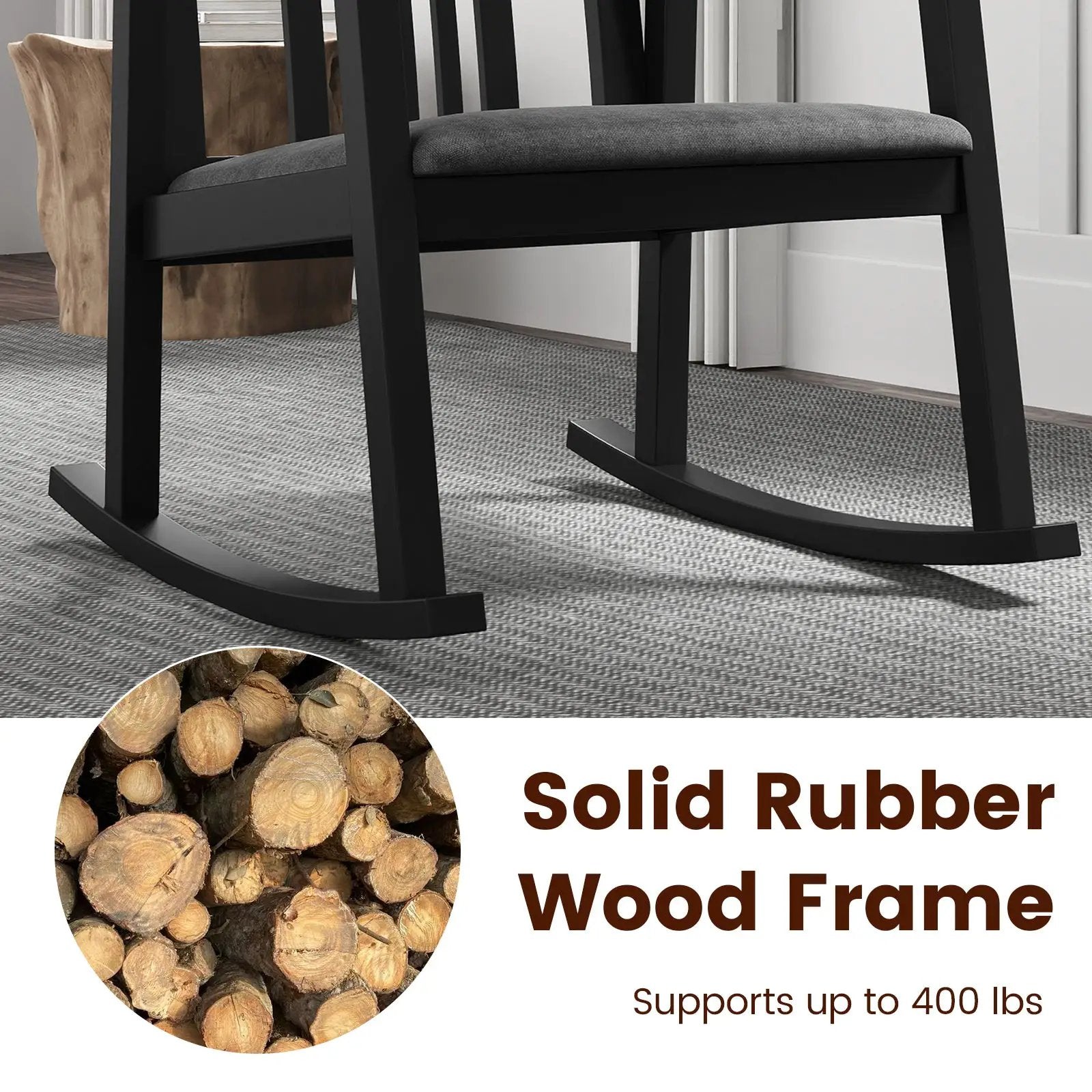 Rocking Chair with Slatted Back and Curved Armrests by DirectDeals