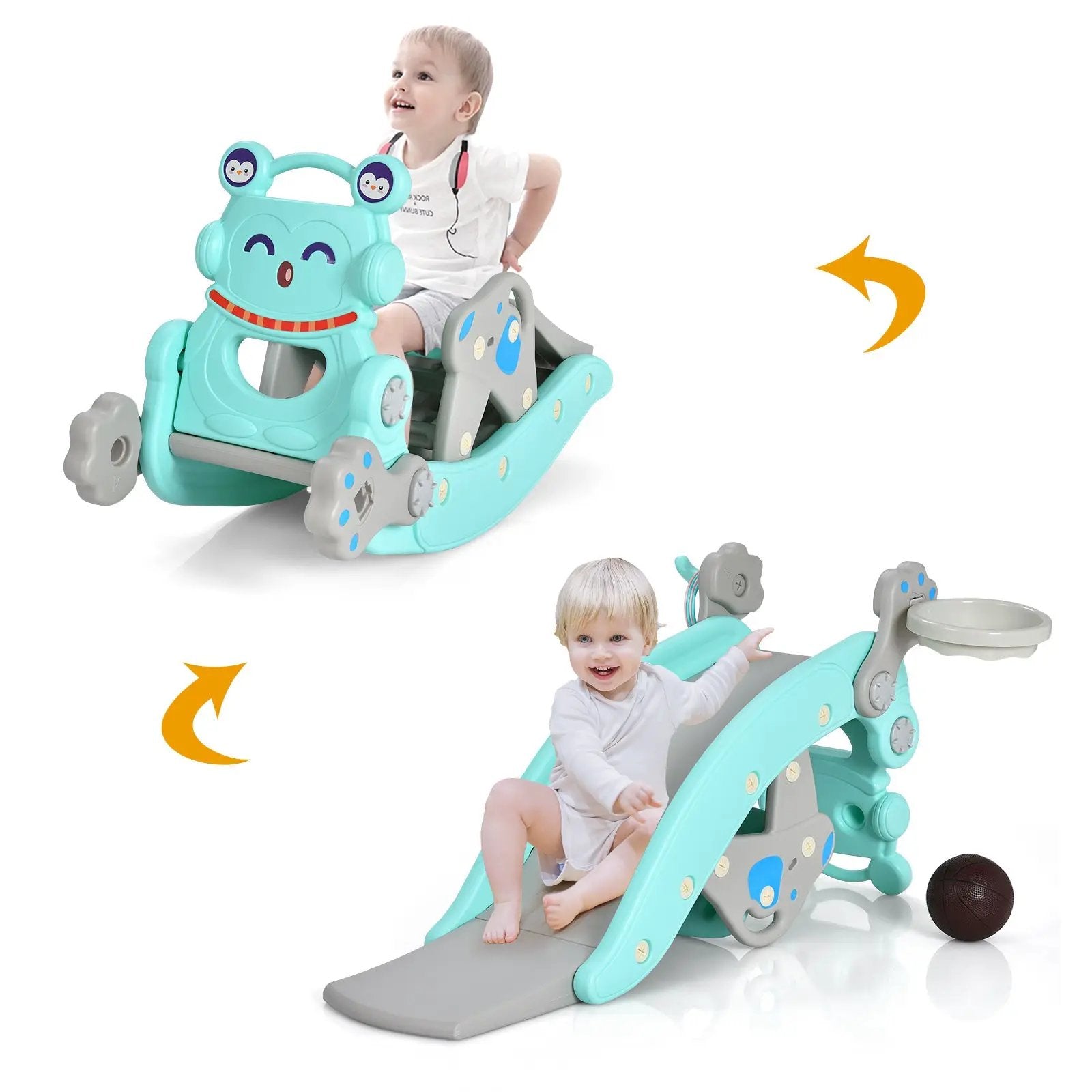 4-in-1 Rocking Horse and Slide Set for Kids by DirectDeals