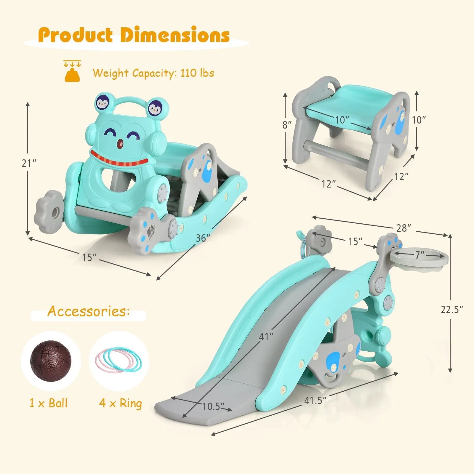 4-in-1 Rocking Horse and Slide Set for Kids by DirectDeals