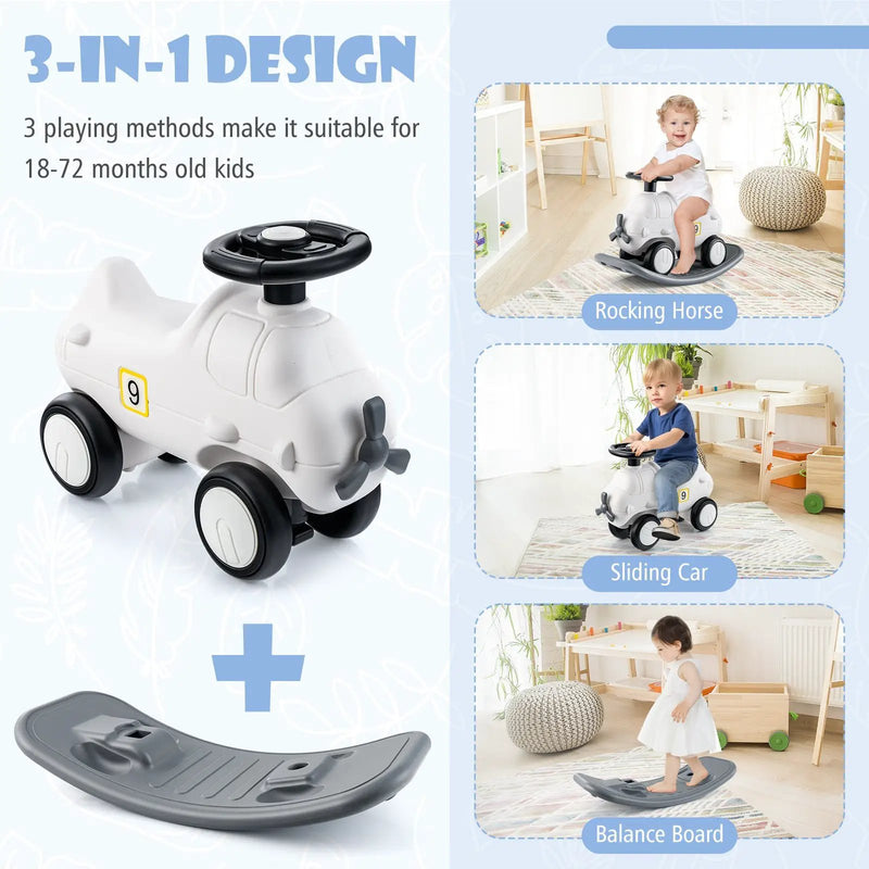 3-in-1 Rocking Horse and Sliding Car with Detachable Balance Board by DirectDeals