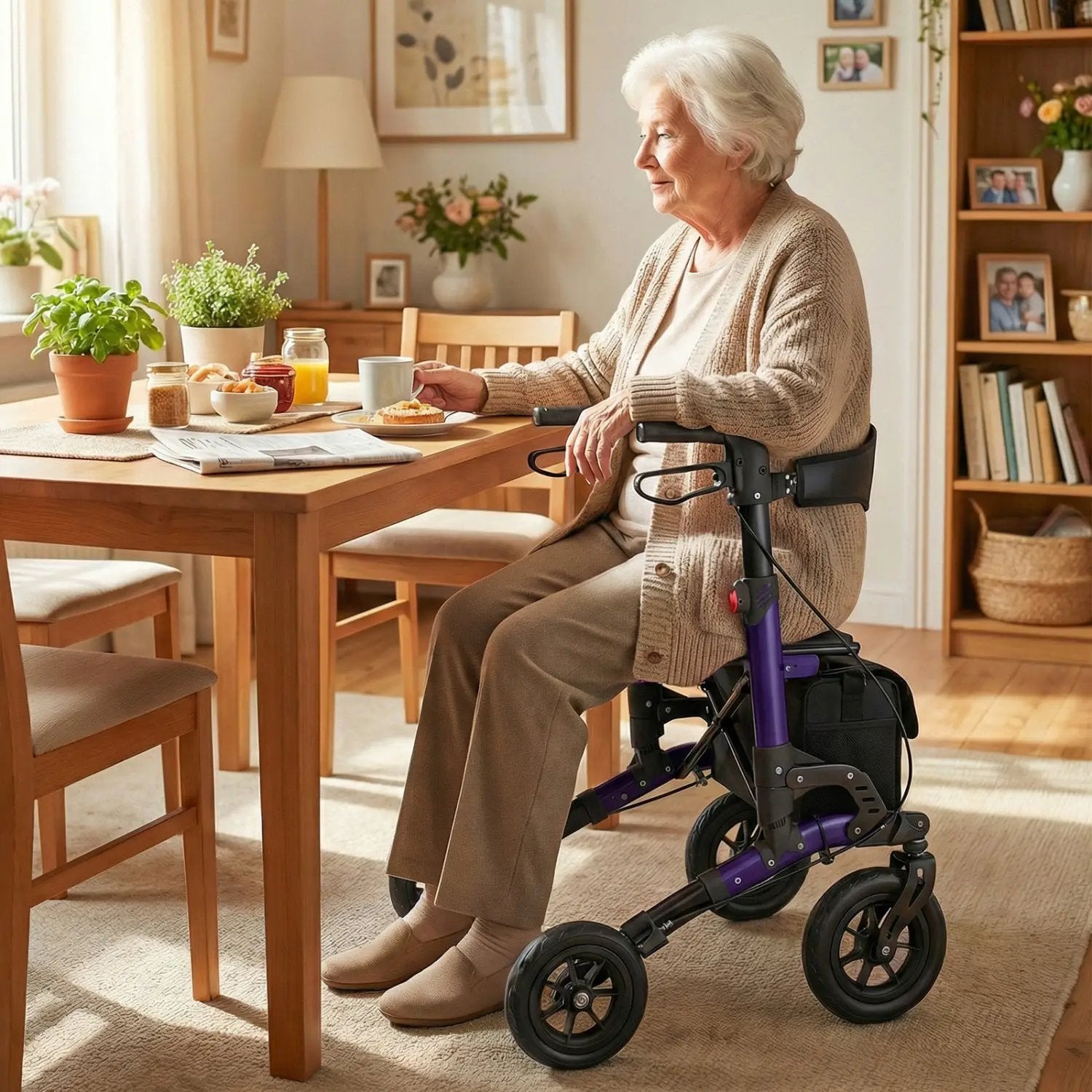 Rollator Walker for Seniors Folding Rolling Walker with Seat by DirectDeals