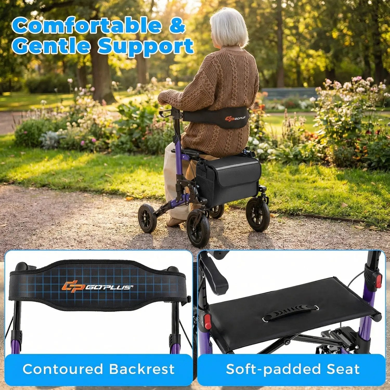 Rollator Walker for Seniors Folding Rolling Walker with Seat by DirectDeals