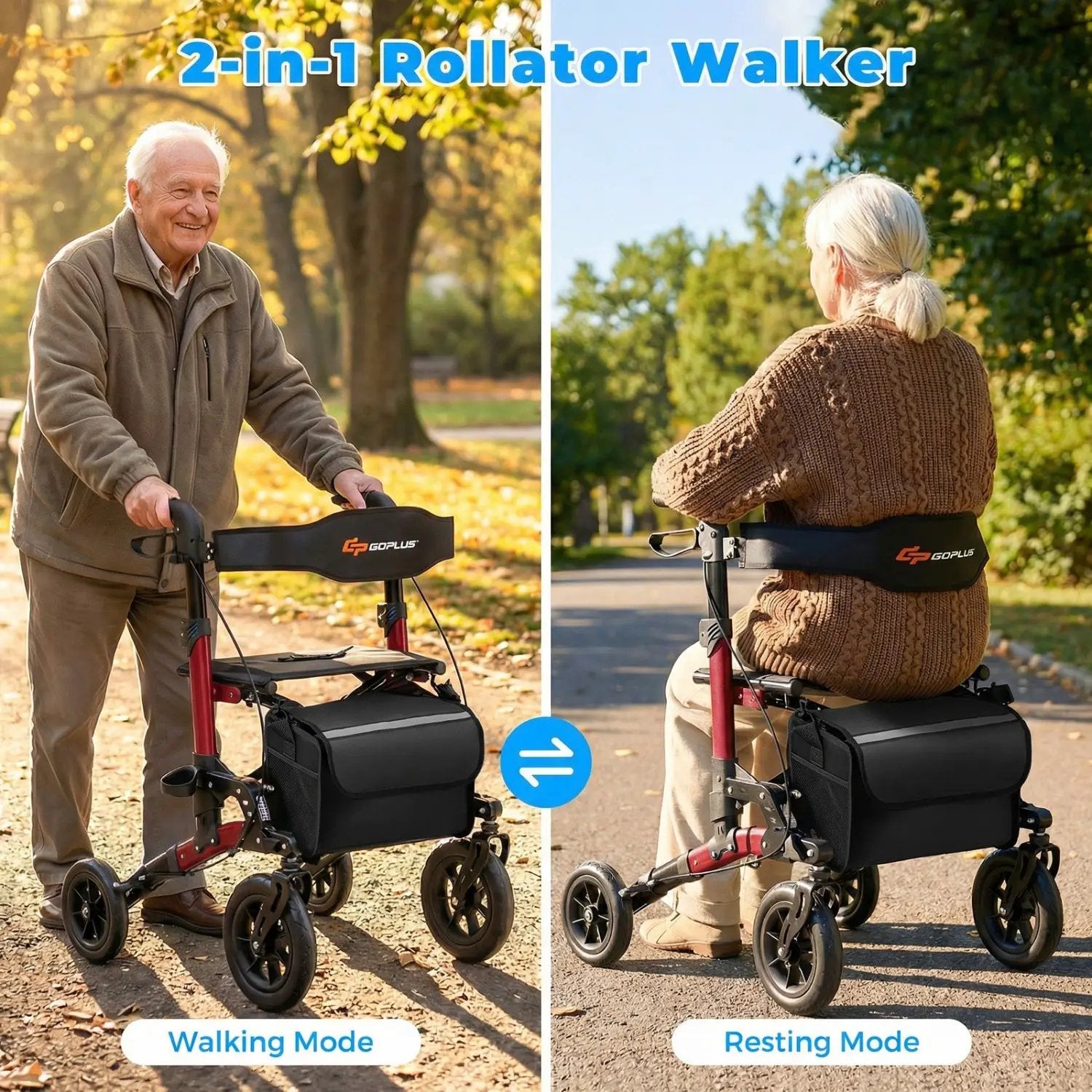 Rollator Walker for Seniors Folding Rolling Walker with Seat by DirectDeals