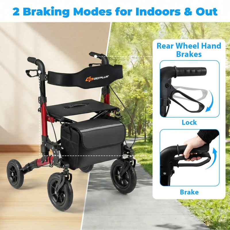 Rollator Walker for Seniors Folding Rolling Walker with Seat by DirectDeals