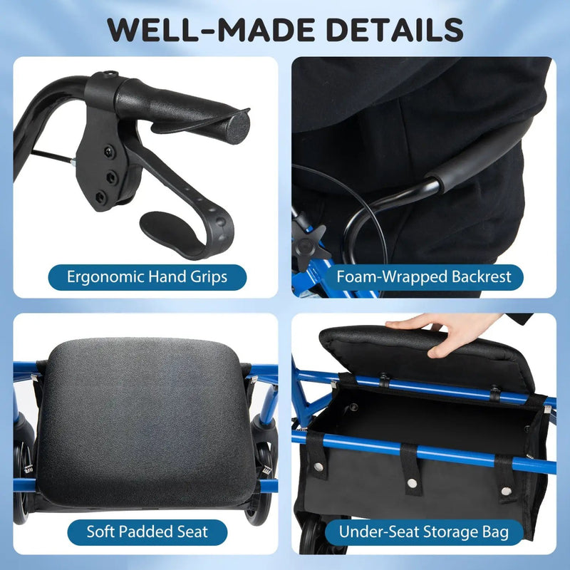 Rollator Walker with Seat and Height Adjustable Handles by DirectDeals