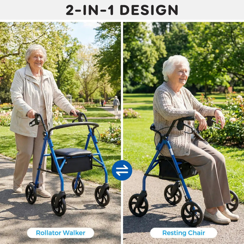Rollator Walker with Seat and Height Adjustable Handles by DirectDeals