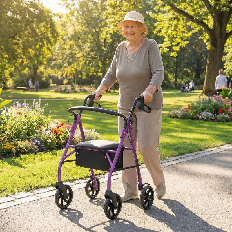 Rollator Walker with Seat and Height Adjustable Handles by DirectDeals