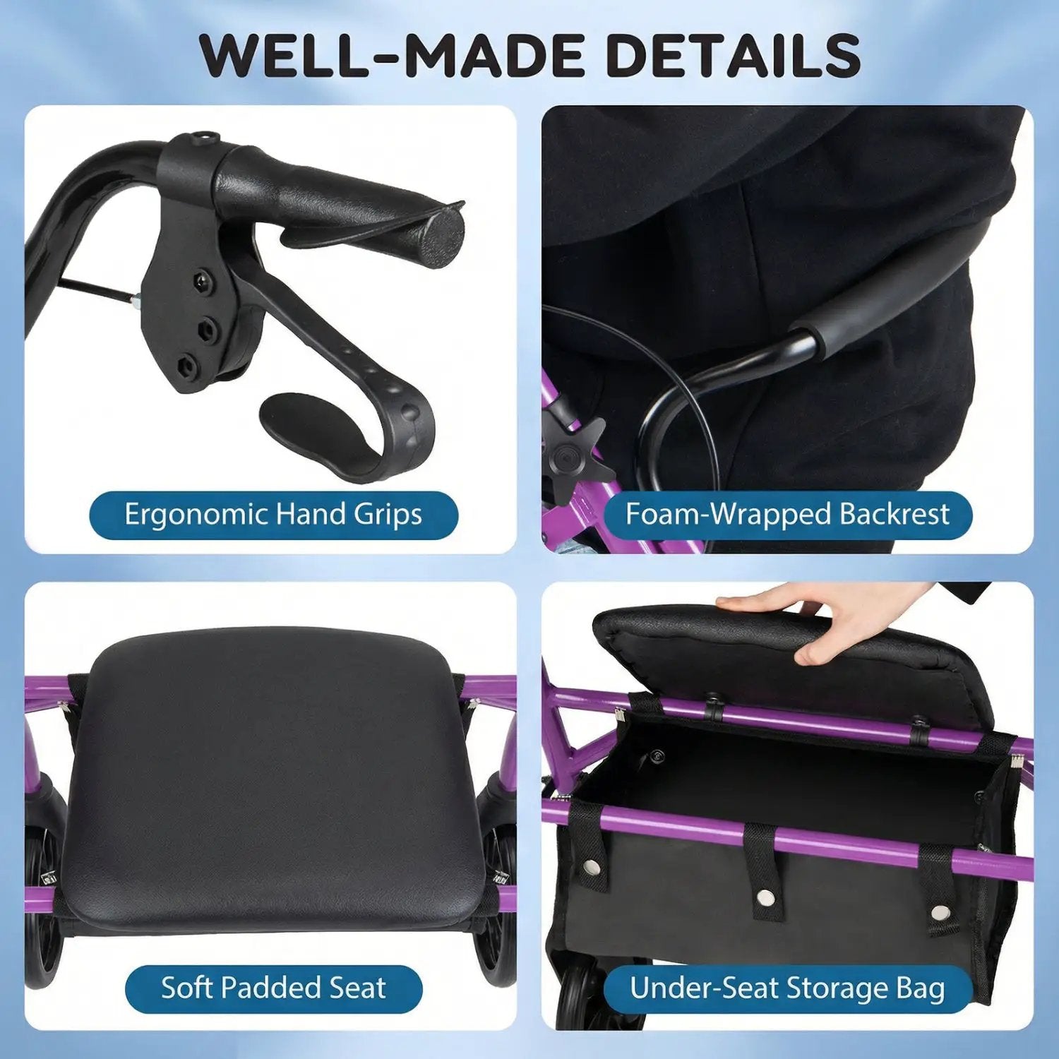 Rollator Walker with Seat and Height Adjustable Handles by DirectDeals