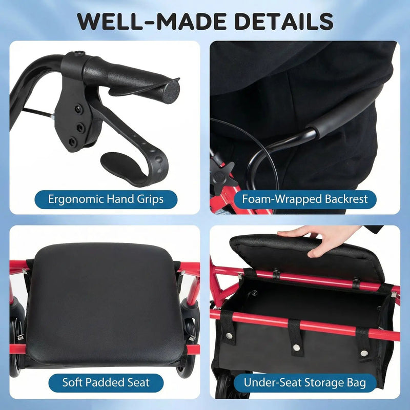 Rollator Walker with Seat and Height Adjustable Handles by DirectDeals