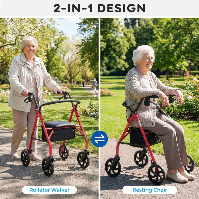 Rollator Walker with Seat and Height Adjustable Handles by DirectDeals