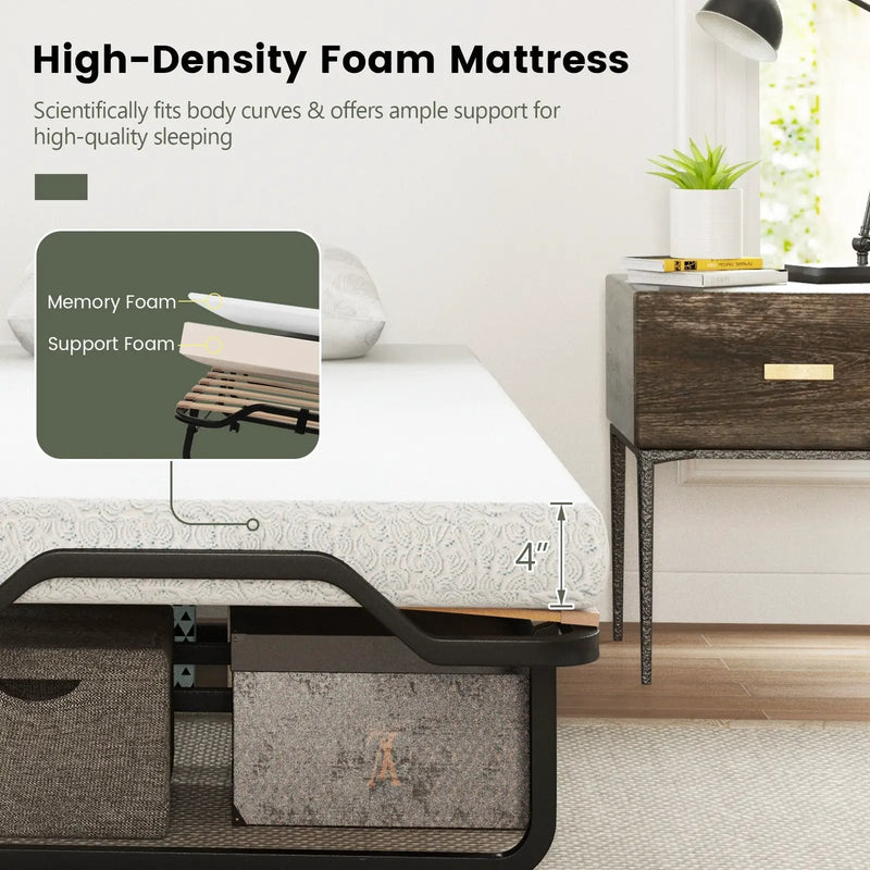 Rollaway Folding Bed with Memory Foam Mattress Made in Italy by DirectDeals