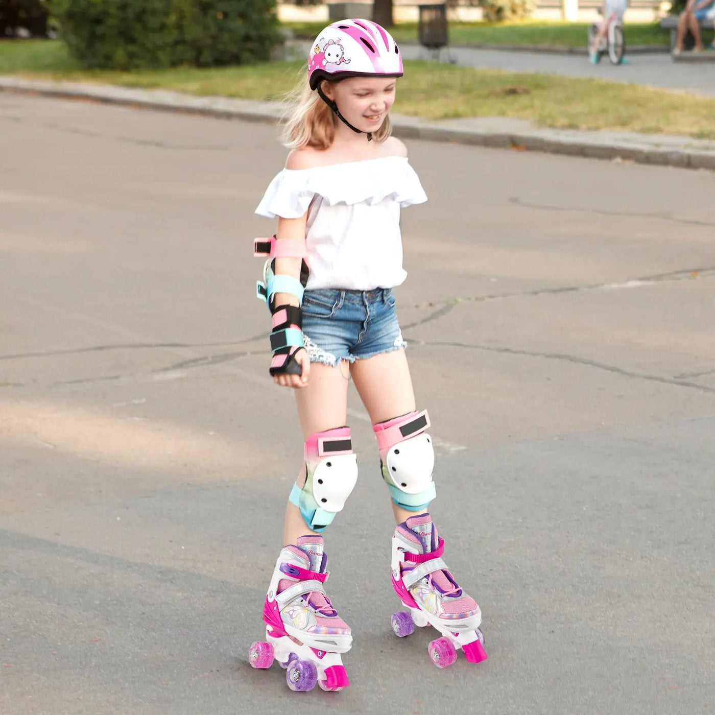 Roller Skates for Teens 4 Sizes Adjustable with Light-up Wheels for Boys Girls Ages 13+ by DirectDeals