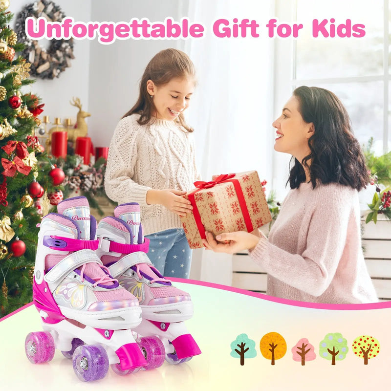 Roller Skates for Teens 4 Sizes Adjustable with Light-up Wheels for Boys Girls Ages 13+ by DirectDeals